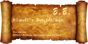 Blanár Benjámin névjegykártya